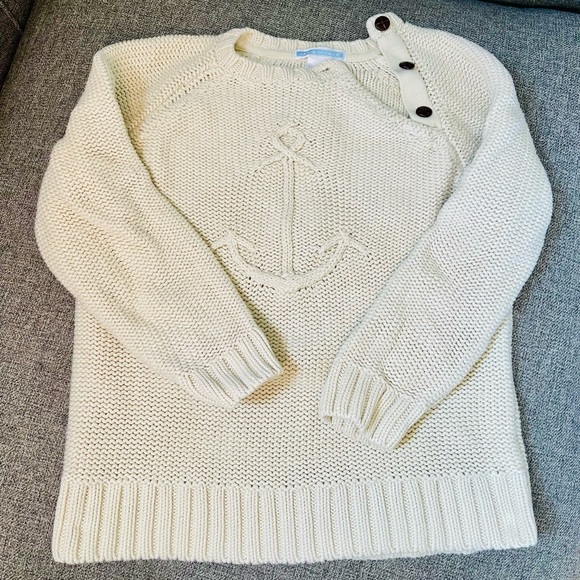Janie and Jack cream anchor cable-knit sweater, size 4 - Picture 1 of 3